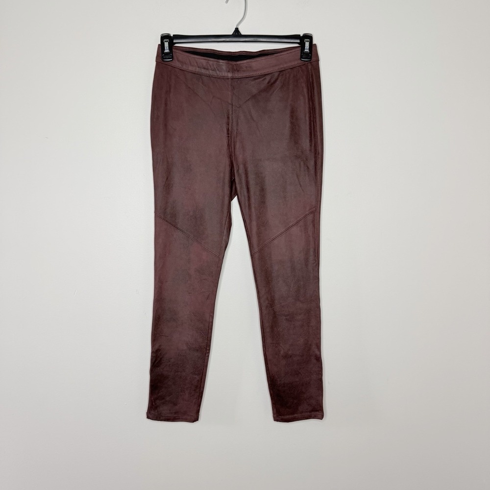 Free People Midnight Vegan Faux Suede Pants 28 Burgundy Black Skinny Leggings